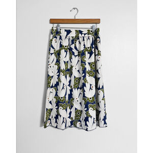 Ann Taylor Floral Dove Midi Skirt